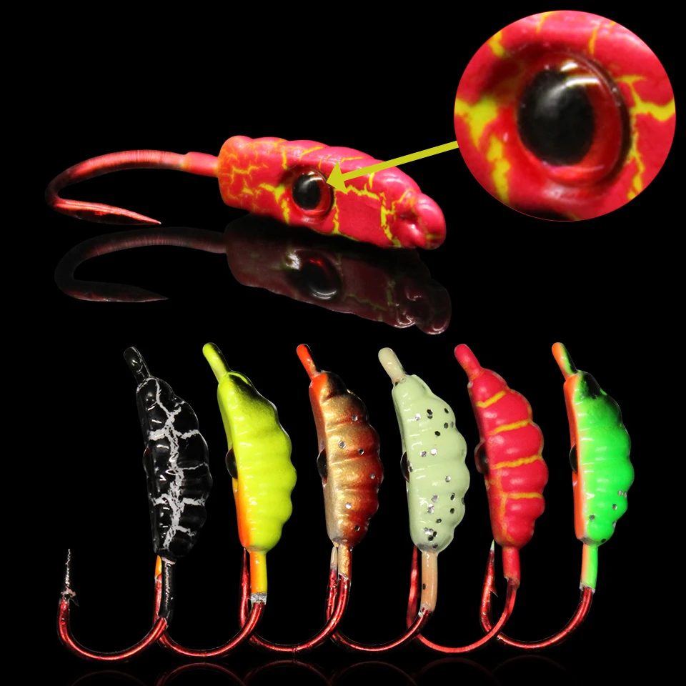 WALK FISH-Mini señuelo de pesca Jigging, cebo de Metal, gusano, cabeza de plomo, 6 piezas, 21MM/1,5G, para invierno