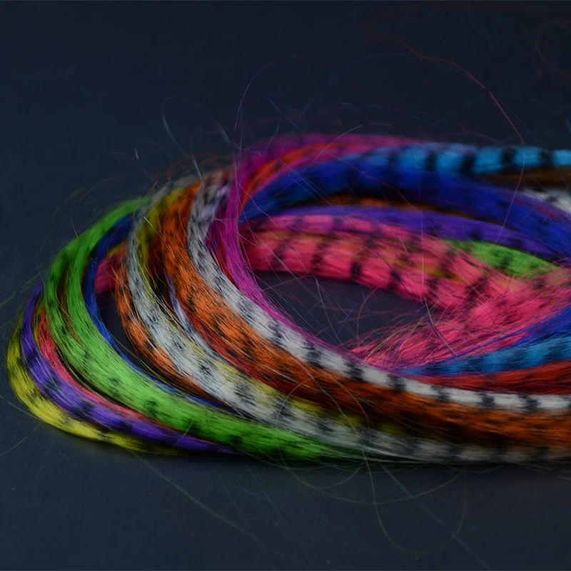 Materiales de fibra de pececillos para atado de moscas, serpentinas de pelo de rayas lisas ultrafinas, trucha de trucha, color negro, surtidos, 12 colores - imagen 5