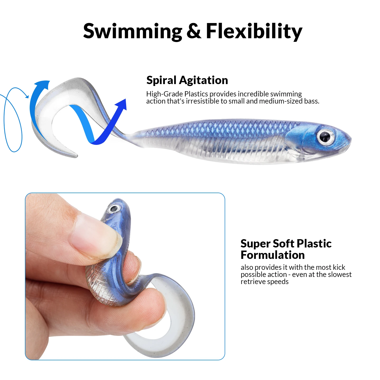 5 uds/6 uds señuelos blandos de silicona 80mm 100mm pesca Artificial señuelos blandos larva cola sábalo Swimbait cebos de pesca de goma para lubina - imagen 4