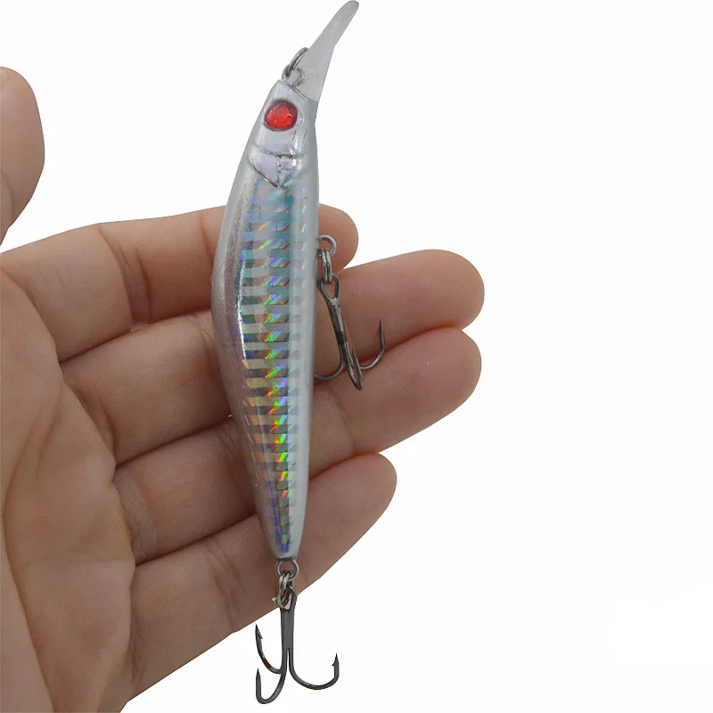 Señuelo de pesca que se hunde, cebo duro de pececillo, 12g/9,5 cm, señuelos artificiales, lubina, agua de mar, anzuelo triple de agua dulce, lote de 5 piezas en oferta - imagen 3