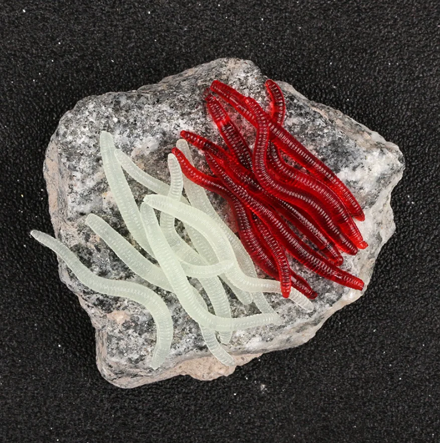 Cebo de pesca suave luminoso de 35mm, gusano de arena, pan, gusano de silicona, cebos artificiales, gusano, señuelo de pez, gusanos, 200 unids/caja - imagen 2