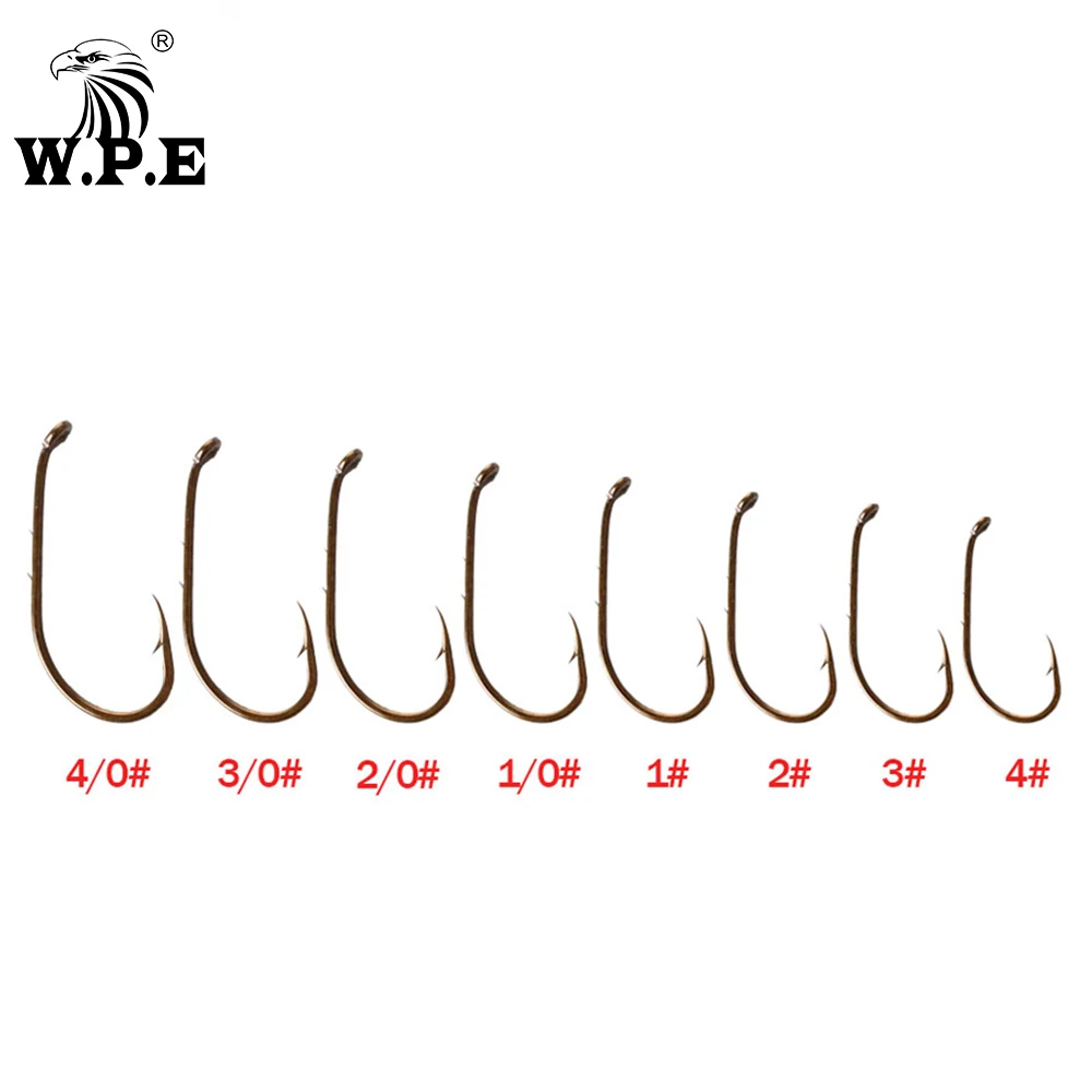 W.P.E-anzuelo de pesca con púas tamaño 1 #-4 #1/0 #-4/0 #, anzuelo de pesca de carpa coreano de acero al carbono, aparejos de pesca, 3 paquetes/lote - imagen 4