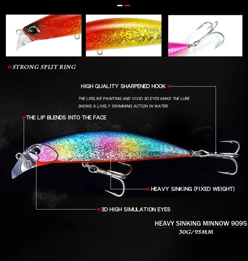 Señuelo De Pesca De pececillos, cebo De Pesca Artificial, peso 30g/95mm, aparejos De invierno, señuelos De agua salada, artísticos De Pesca Isca, 2021 - imagen 5