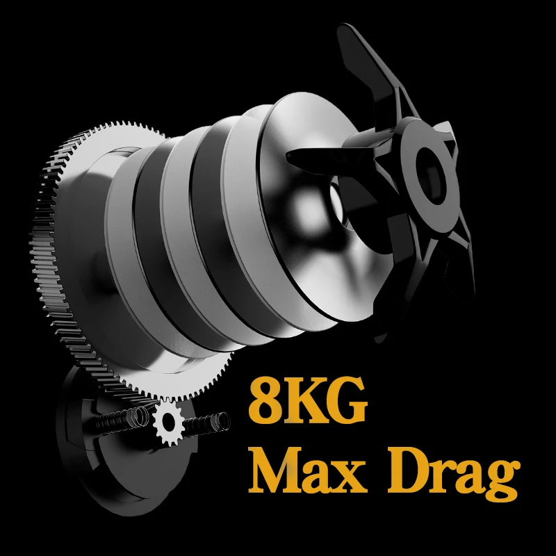 LINNHUE nuevo carrete de Pesca AK2000 carrete de Baitcasting 7,2: 1 alta velocidad 8KG arrastre máximo gris dorado carrete de agua salada Pesca para Pesca de lubina - imagen 4