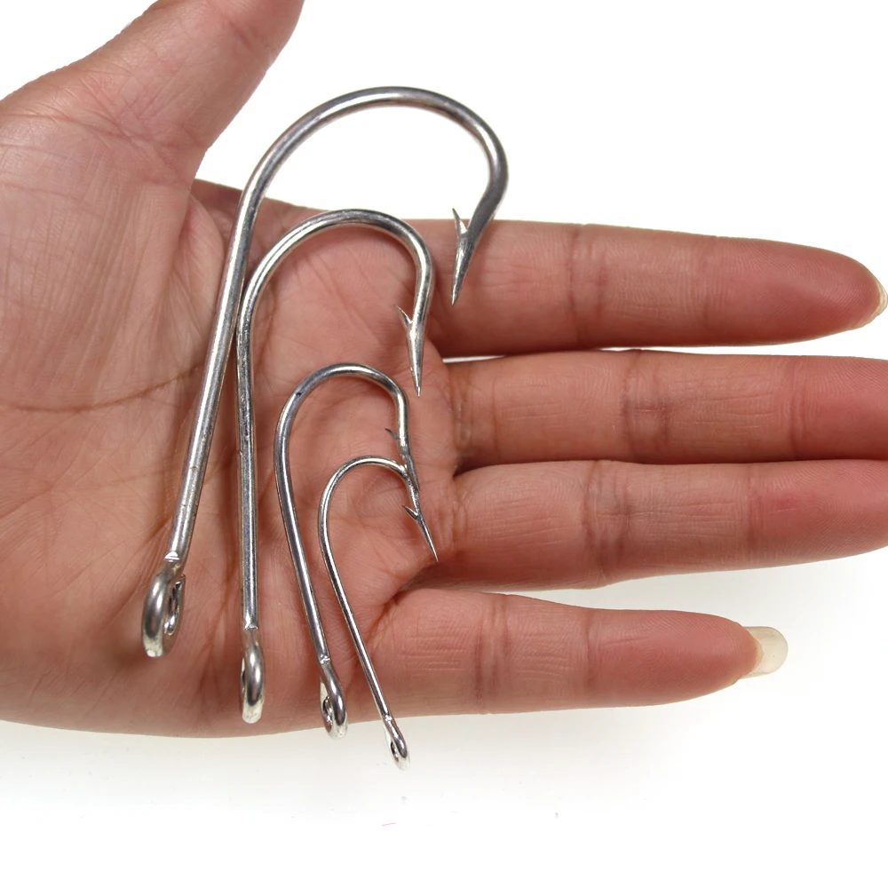 Anzuelos compensados de acero de alto carbono para pesca en agua salada, anzuelos con anillas, púas, antioxidante, 100 piezas, Kirby Sea, #1 - #20 - imagen 5