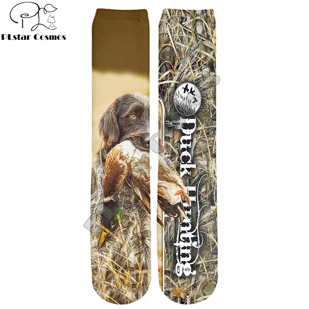 Calcetines de marca PLstar Cosmos, envío directo, nueva moda 2021, calcetín para hombre, caza de patos y lobo, estampado 3D, calcetín informal hasta la rodilla Unisex