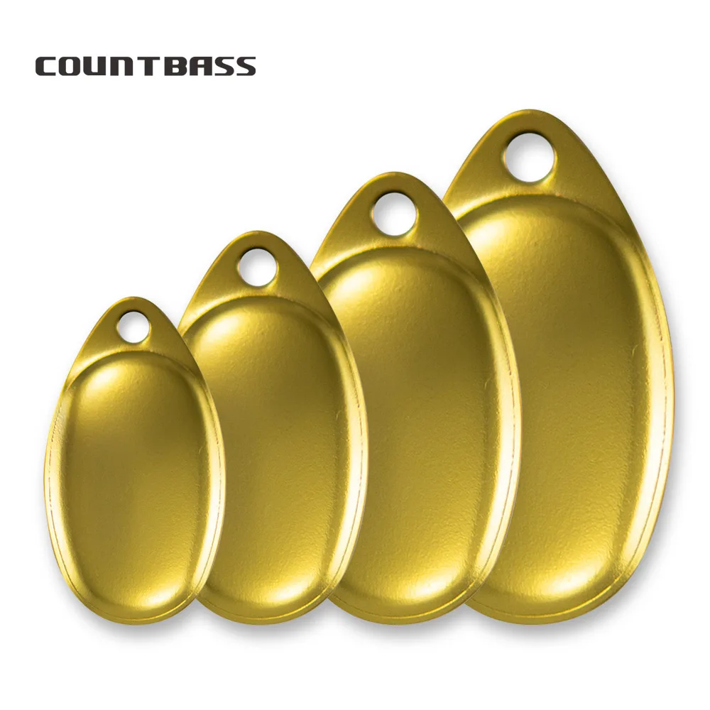 COUNTBASS 50 Uds tamaño 0-6 cuchillas giratorias francesas lisas de acero chapado en oro, piezas de Señuelos de Pesca de Metal DIY aparejos artesanales