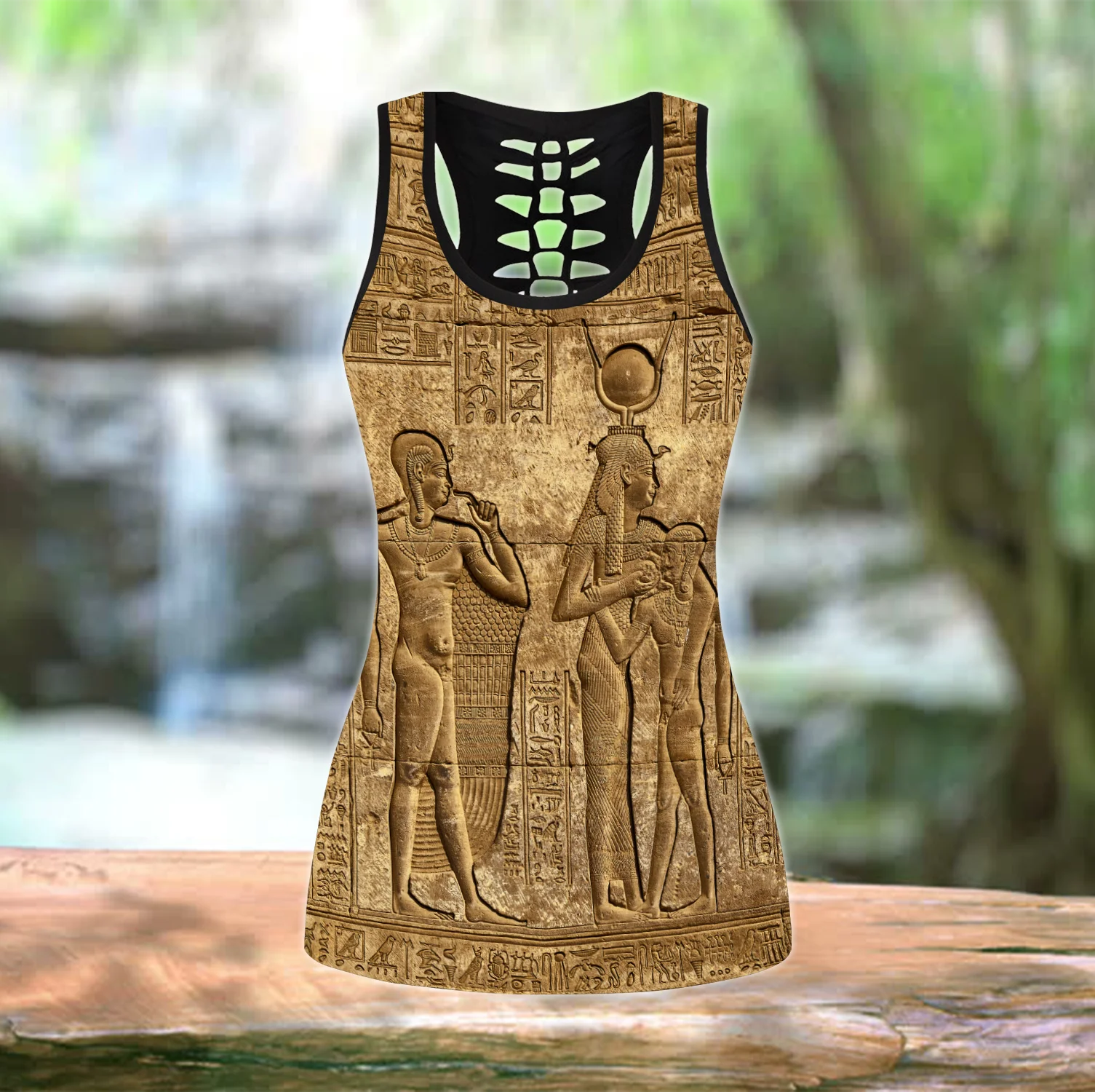 Conjunto de camiseta sin mangas y mallas con estampado 3D de mitología egipcia antigua, mallas largas para Fitness para mujer, pantalones de Yoga LKB-18 - imagen 5