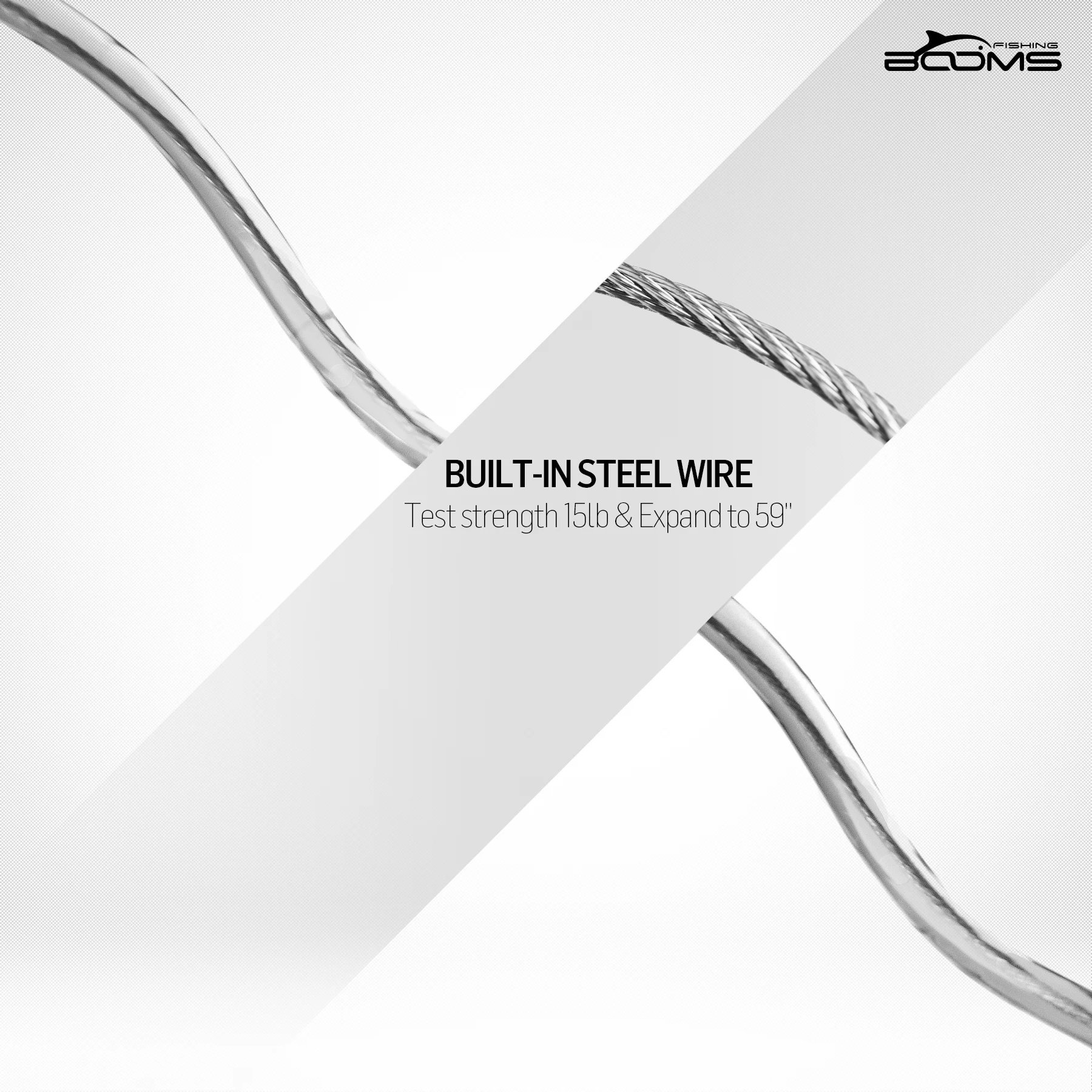 Booms Fishing T04 cordones de pesca cuerda de seguridad alambre de acero con mosquetón bobina cordón retráctil 1,5 m Max herramientas de pesca - imagen 3