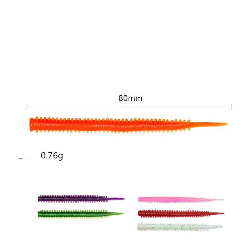 Señuelo de pesca Lugworm cebo suave TPE señuelos artificiales 8 cm/0,76g Millipede Jig Head gusano lote 10 piezas venta - imagen 3