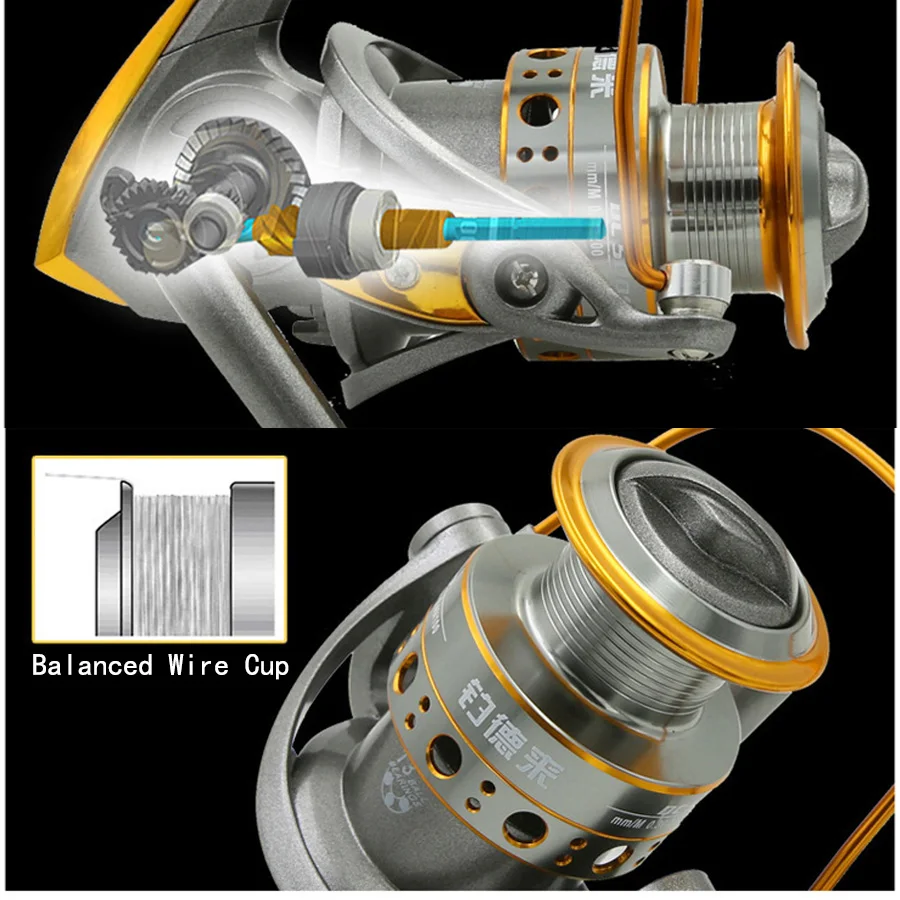 Aparejos de pesca/accesorios/engranaje, rueda de mosca, carrete giratorio, barco de carpa, rodamientos de bolas, Metal de aluminio 13BB Rock Sea serie 1000-7000 - imagen 5