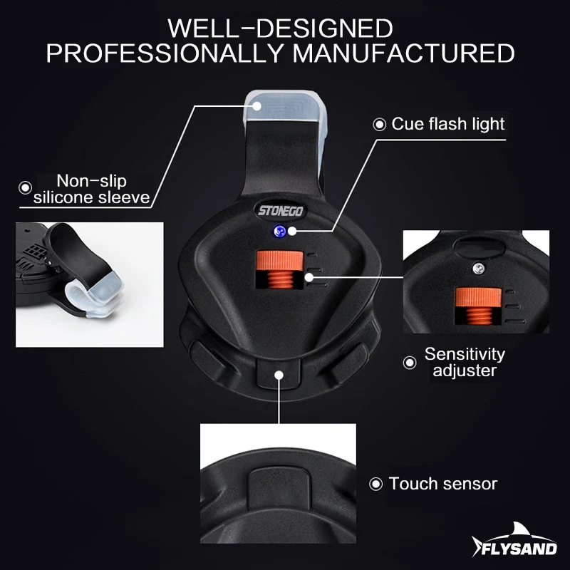 FLYSAND Alarma de mordedura de pesca Alarma electrónica de pescado Sensor de mordedura Indicador Alarma Mordedura de pesca Alerta de sonido Indicador sensible - imagen 2