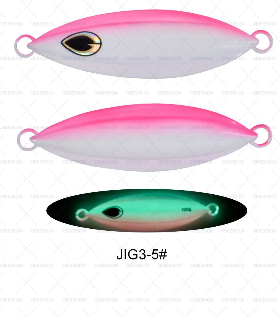 Tres tipos diferentes de señuelos de pesca. Los dos señuelos superiores son rosados ​​y parecen estar diseñados para parecerse a un pez, con un cuerpo, una cola y un anzuelo al final.