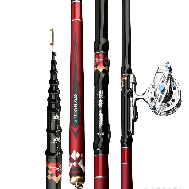 Caña de pescar de 4,5 m, 5,4 m, 6,3 m, 7,2 m, caña de pescar frontal de tres posiciones, palos de pesca telescópicos de fibra de carbono, wekartwo Olta - imagen 2