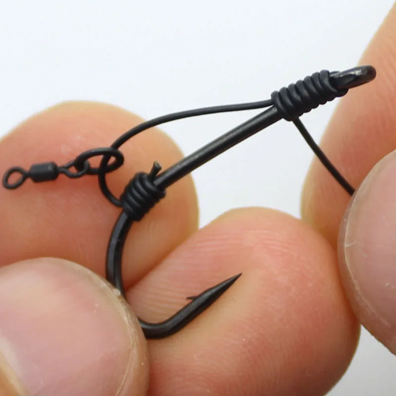 20 piezas Micro anzuelo de pesca de carpa con púas, gancho de aparejo D, revestimiento recubierto con ojo para aparejos de soplado, emergente - imagen 3