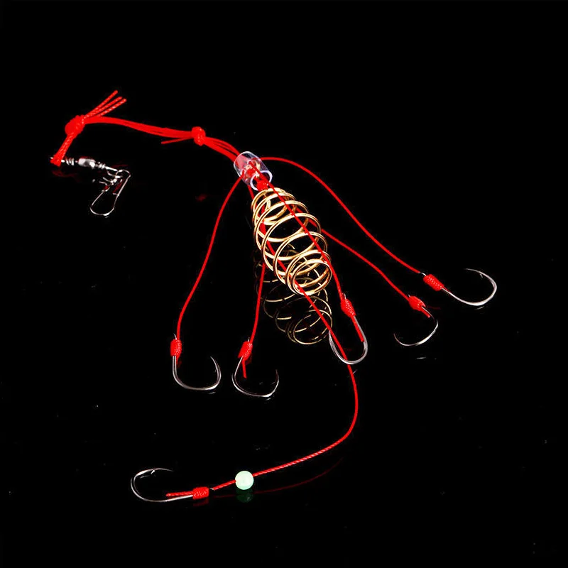 Mosodo 4 unids/caja anzuelos de cebo para pesca de carpa, anzuelos trampa con alimentador de resorte, jaula de cebo, anzuelos de explosión, herramientas de aparejos de pesca gruesos - imagen 3