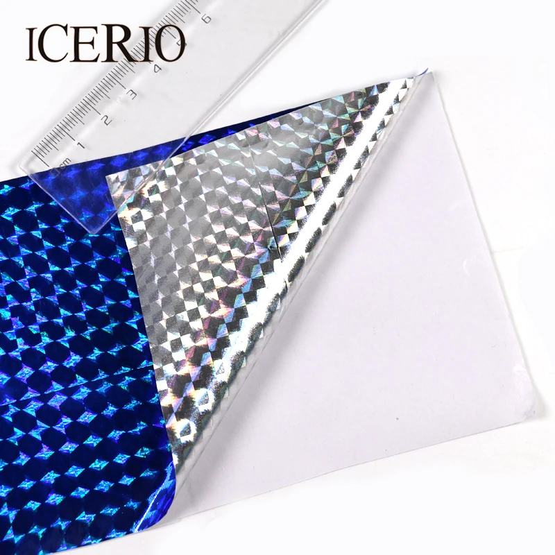 ICERIO-Cinta adhesiva holográfica de 10x20cm para la fabricación de señuelos, cebos duros de Metal, pegatina de Color, 6 unidades - imagen 2