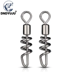 DNDYUJU-Conector de gancho de pesca, resorte de cebo, Conector de tornillo, Pin de rodamiento giratorio, broche de pesca, aparejos giratorios, 50 piezas, 2-10 #