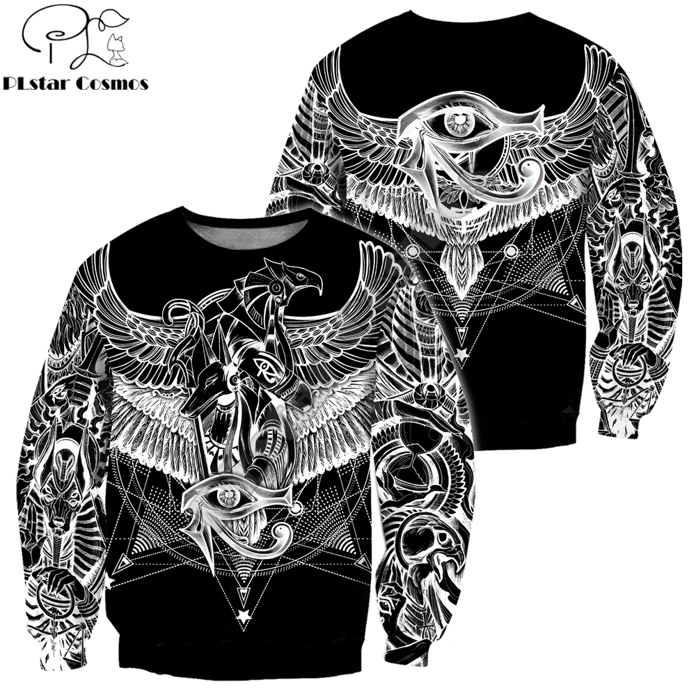 Sudadera con capucha negra con estampado 3D de dioses egipcios para hombre, Sudadera con capucha informal Harajuku, chaqueta de calle, sudaderas con capucha Unisex de otoño - imagen 5