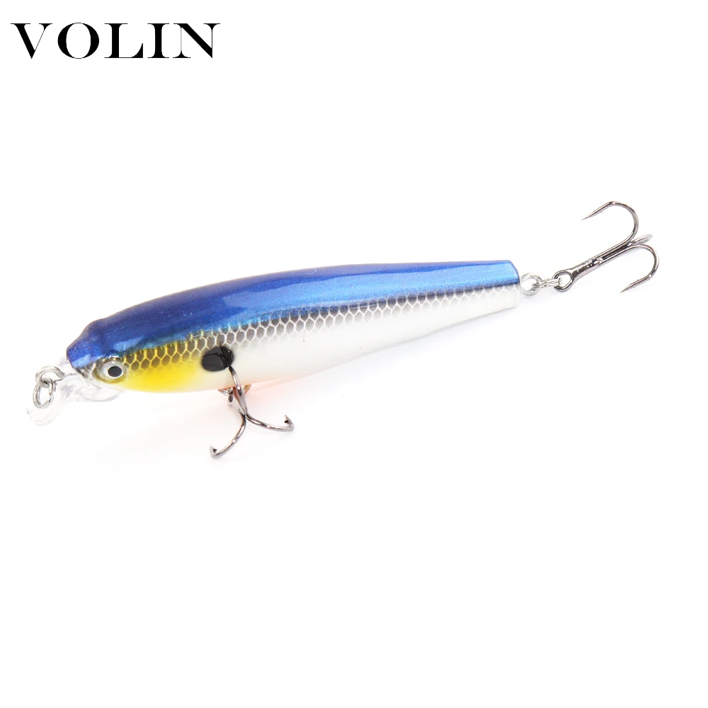 Volin-señuelo de pesca Wobbler Minnow, aparejos de lubina, manivela Baits70mm7.5g con 2 anzuelos, novedad, 1 ud. - imagen 3