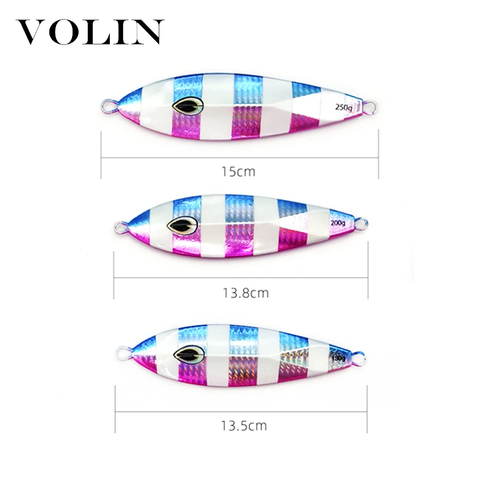 VOLIN-señuelo de pesca Artificial de Metal fundido, cebo de lubina duro que brilla, 180g/200g/250g, 1 unidad - imagen 2