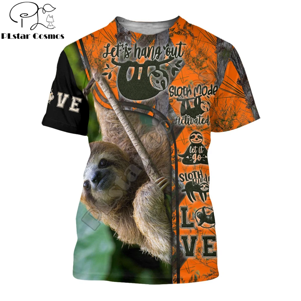 TX0183 Camiseta de pesca para verano – estampado 3D caza perezoso
