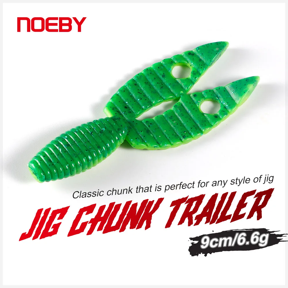 NOEBY Chunk Jig Trailer señuelo de silicona suave, cebos artificiales, Wobblers, Swimbait, accesorios para Señuelos de Pesca de lubina, 90mm