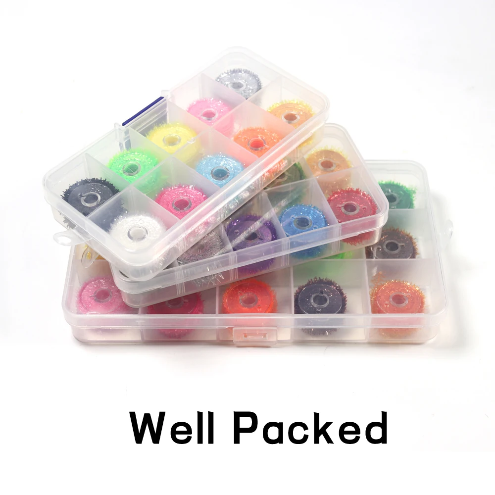 Bimoo-carrete de 7mm y 5M para atar moscas, oropel de chenilla, surtido de hilo de Flash de cristal, marabú, plantilla de cebo, Streamer, Material para hacer moscas - imagen 5