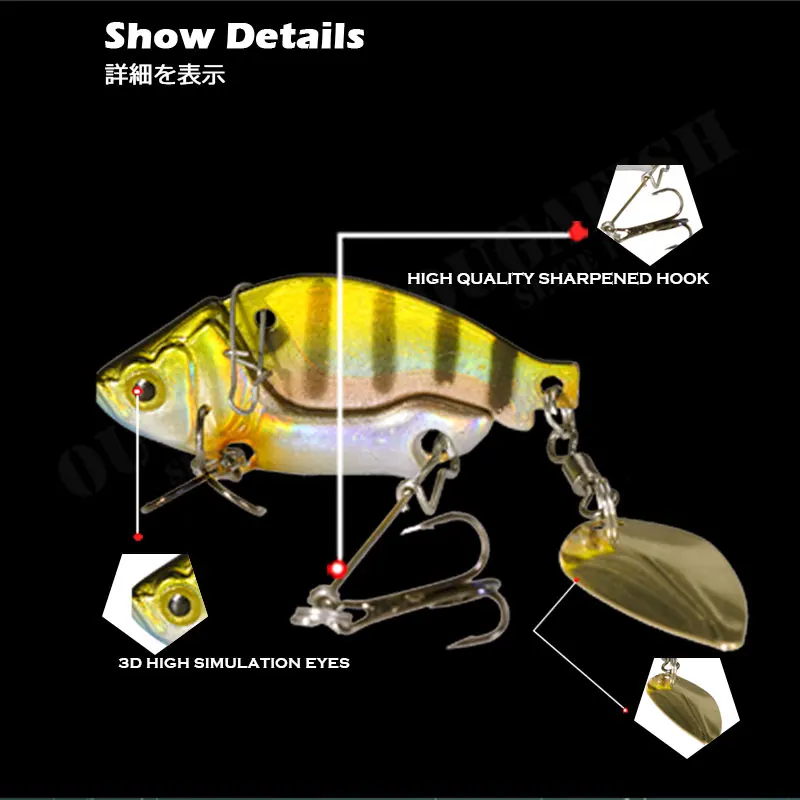 Señuelo de cuchara VIB, accesorio de pesca de 13,6g, 45mm, de Metal que se hunde giratorio, cebo Peche En Mer Leurre, broche de pez Isca Artificial Angeln - imagen 4
