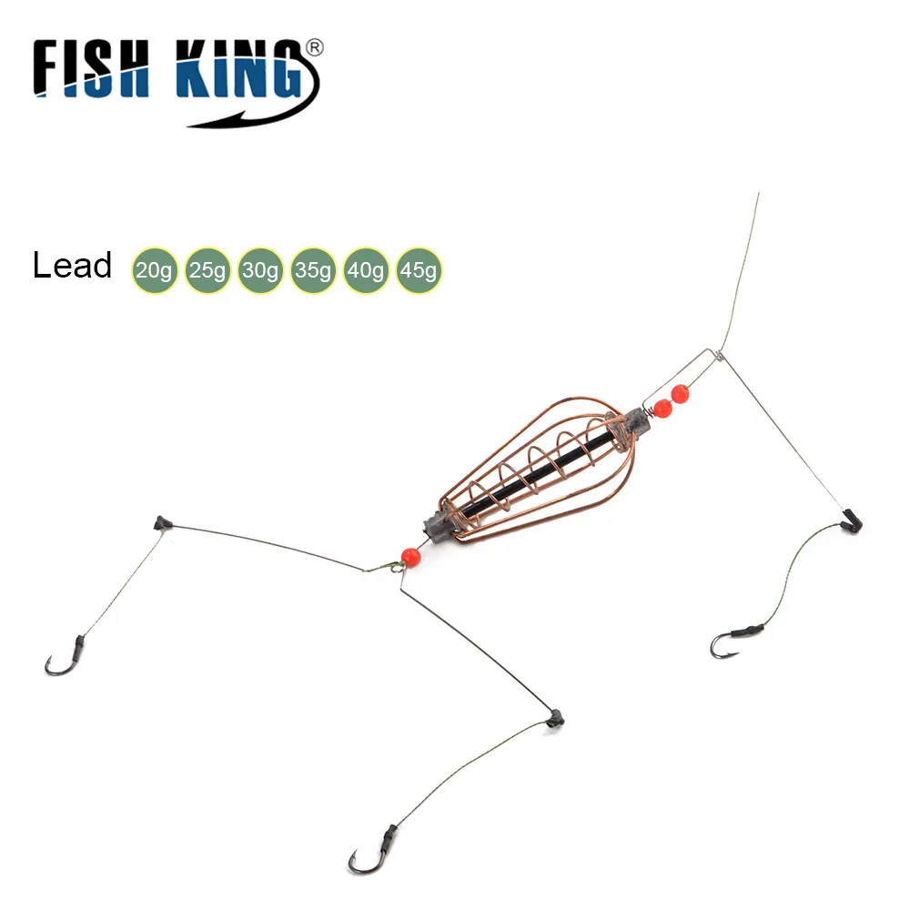 FISH KING-anzuelo de pesca, jaula de cebo, conjunto de señuelos artificiales, alimentador de pesca, cebo, bagre, aparejos de pesca - imagen 2