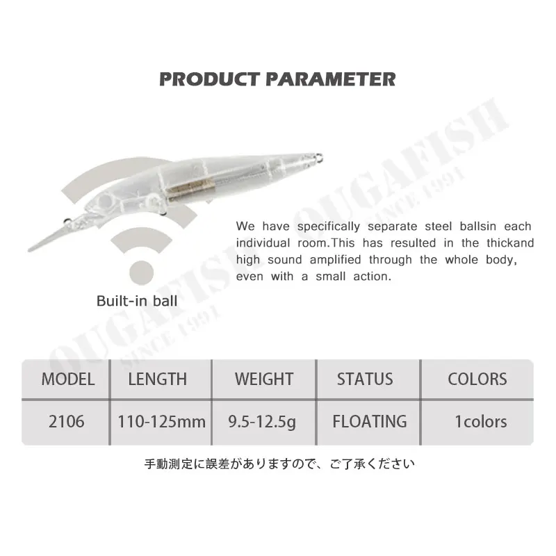 Accesorios de pesca señuelo Mino 9,5-12,5g 110-125mm Flaoting Blank sin pintar señuelos Isca Artificial Peche Blackfish Leurre Tackle - imagen 5