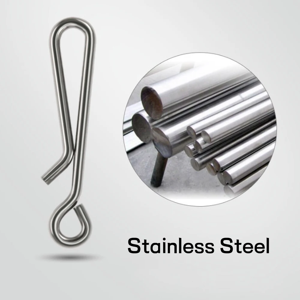 100 Uds pesca en agua salada de acero inoxidable ojo abierto colgante Snap Pin de cambio rápido para gancho señuelo conector accesorios de pesca - imagen 3