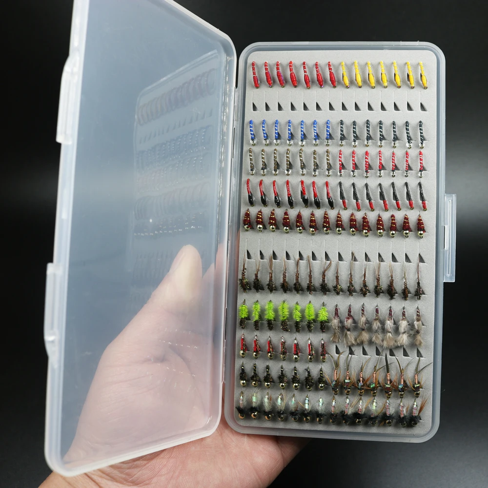 ICERIO 133 unids/set ultrafino portátil Ninfa Scud Midge moscas Kit surtido con caja pesca de trucha señuelos con mosca - imagen 4