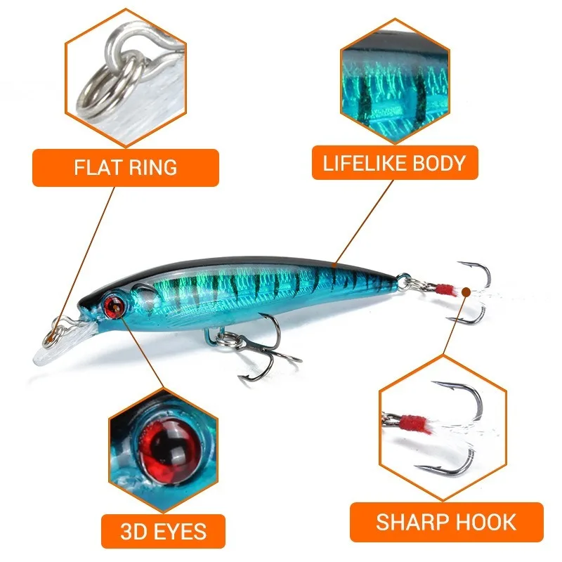 Señuelo de Pesca de pececillos, cebo duro de plástico, cola de pluma, 10 colores, 90mm, 7g, artificial, Japón, Wobblers, Crankbait - imagen 5