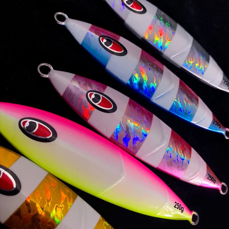 OBSESSION-plantillas de Pesca de Mar, 80g, 100g, 120g, láser japonés, Artificial, de Metal duro, hundimiento lento, señuelo luminoso de agua salada - imagen 5