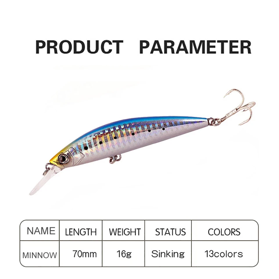 WALK FISH-Señuelos de Pesca que se hunden, cebo Artificial Wobbler, diseño Swimbait, lápiz duro, 1 unidad, 70mm/16g - imagen 4