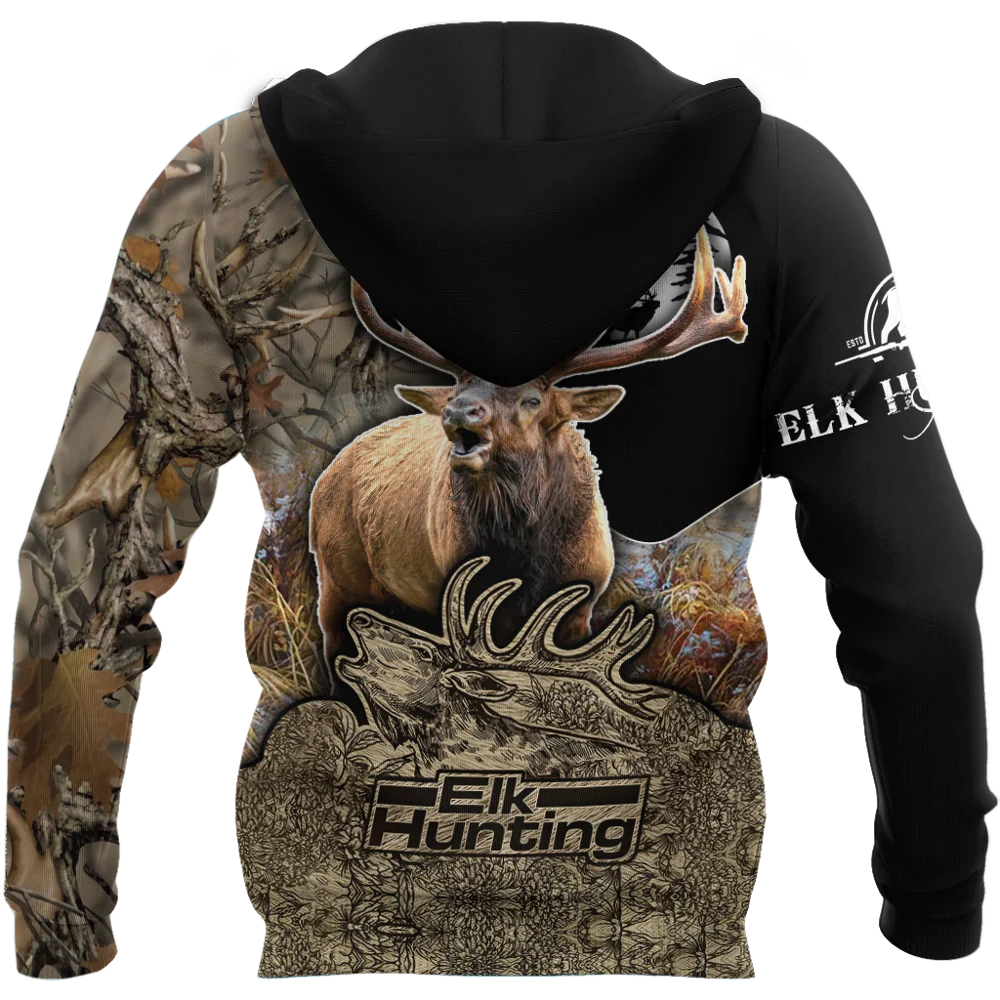 Hermosa caza de alces Sudadera con capucha con estampado 3D Animal hombres sudadera Unisex ropa de calle jersey con cremallera chaqueta Casual chándales KJ0252 - imagen 2