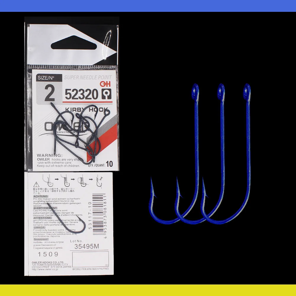 10 unids/lote azul ganchos de pesca de acero con púas agudas gancho afilado O'shaughnessy serie plantilla ganchos/Mar gancho anillado de agua salada - imagen 2