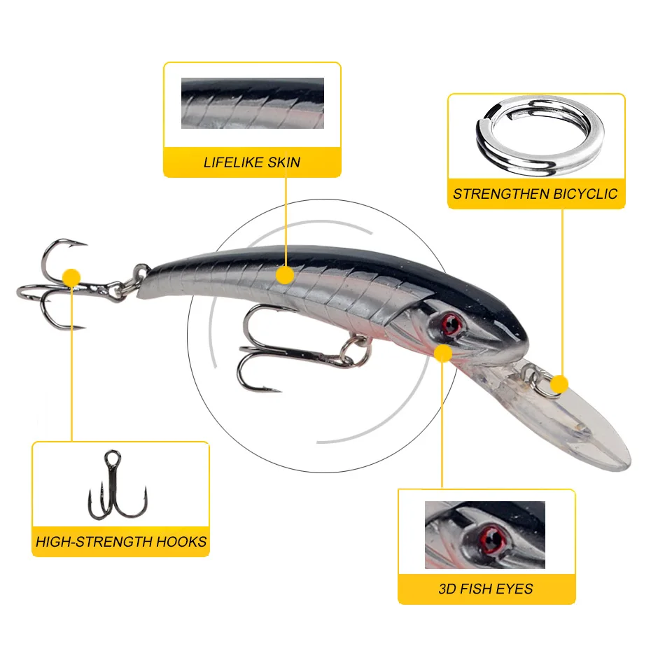 Señuelos de Pesca Minnow, cebo duro de 9cm, 6g, wobbler, Lucio, cebos artificiales de plástico para aparejos de pesca Crankbait, 1 ud. - imagen 3