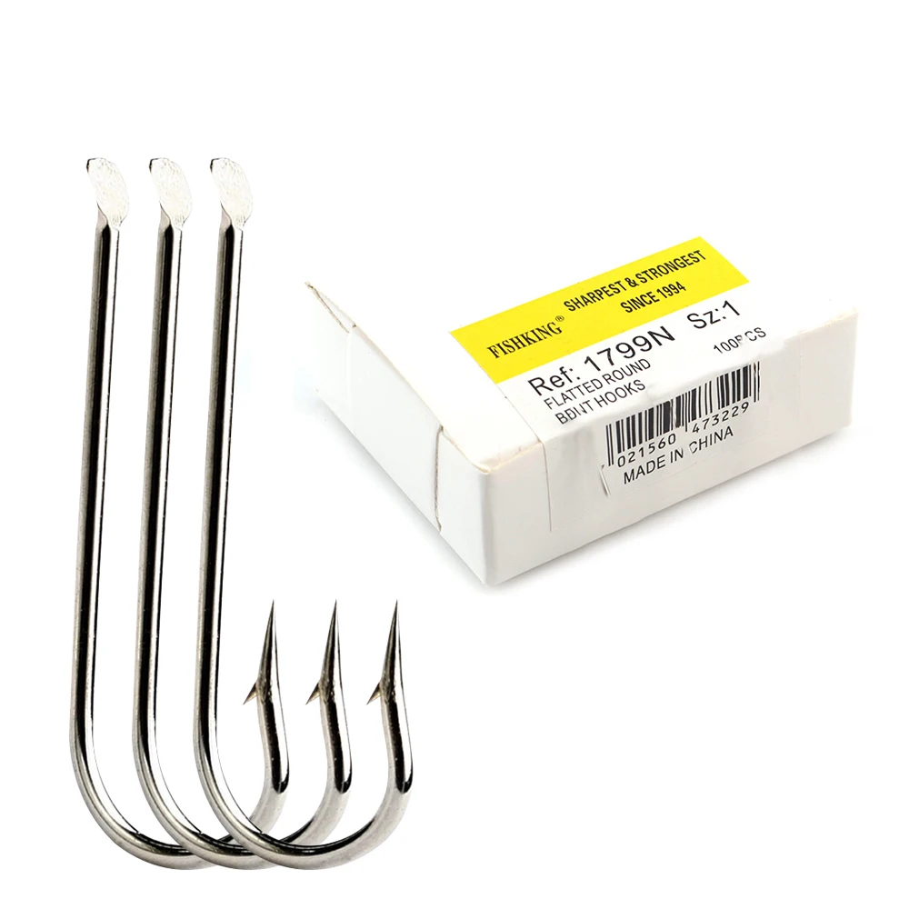 FTK nuevo anzuelo de pesca plegable redondo largo acero alto en carbono 100 unids/lote plano 1 # -10 #   Anzuelo muy afilado - imagen 4