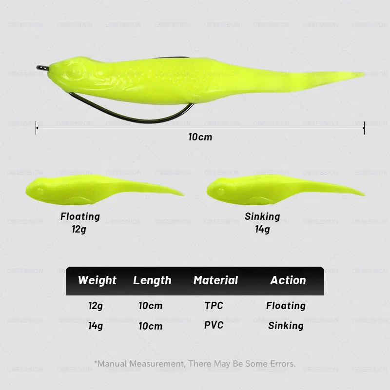 Señuelos de hundimiento de PVC, cebo de silicona suave para pesca en el mar, Swimbait Wobblers con gancho de manivela BKK 9003, flotante TPE 12g/14g, 6 uds. - imagen 2