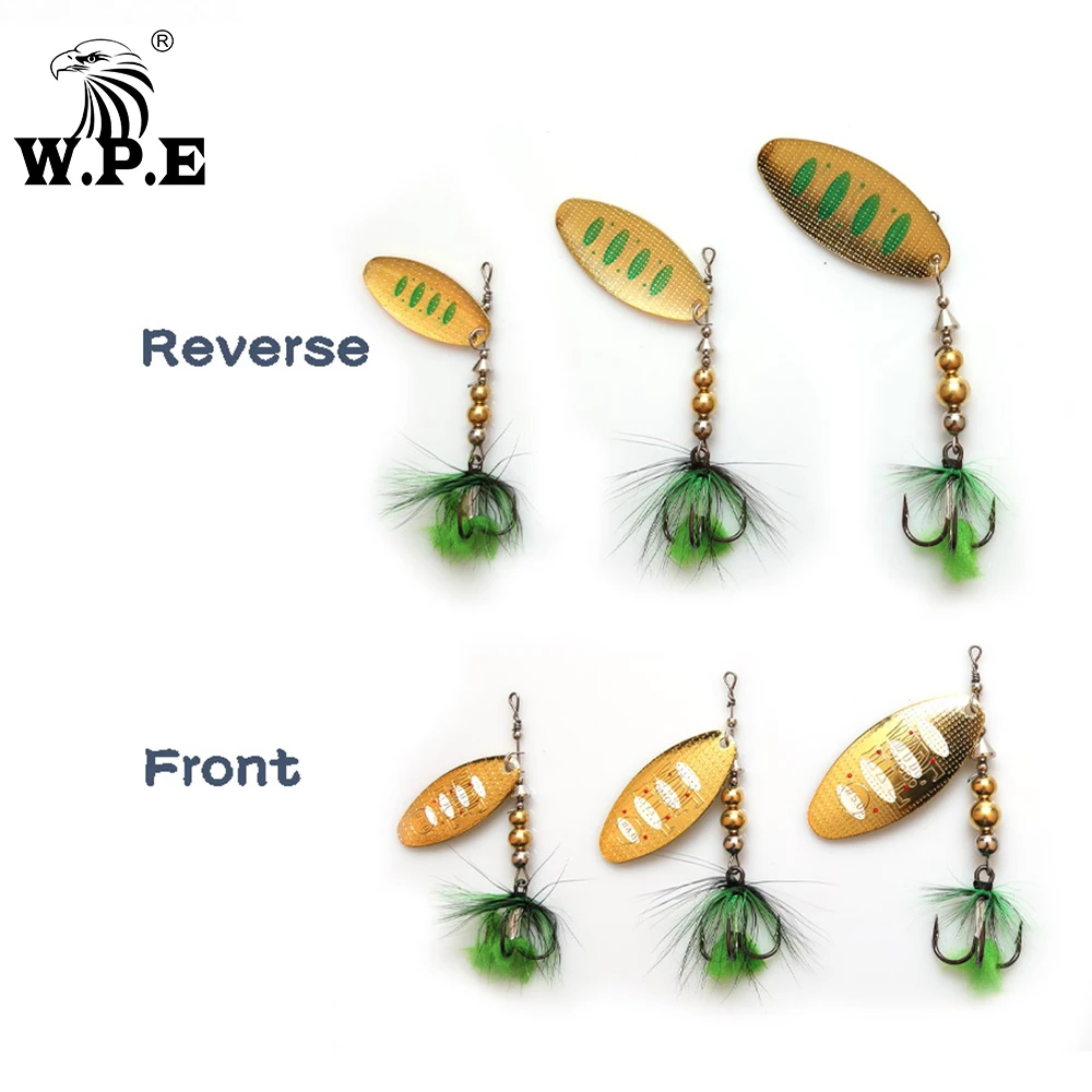 W.P.E-señuelo giratorio, 1 Uds., 8,8g/13g/20,5g, cuchara de Metal, cebo duro, pluma, cebo de pesca de carpa, aparejos de pesca, Lucio Wobblers - imagen 4
