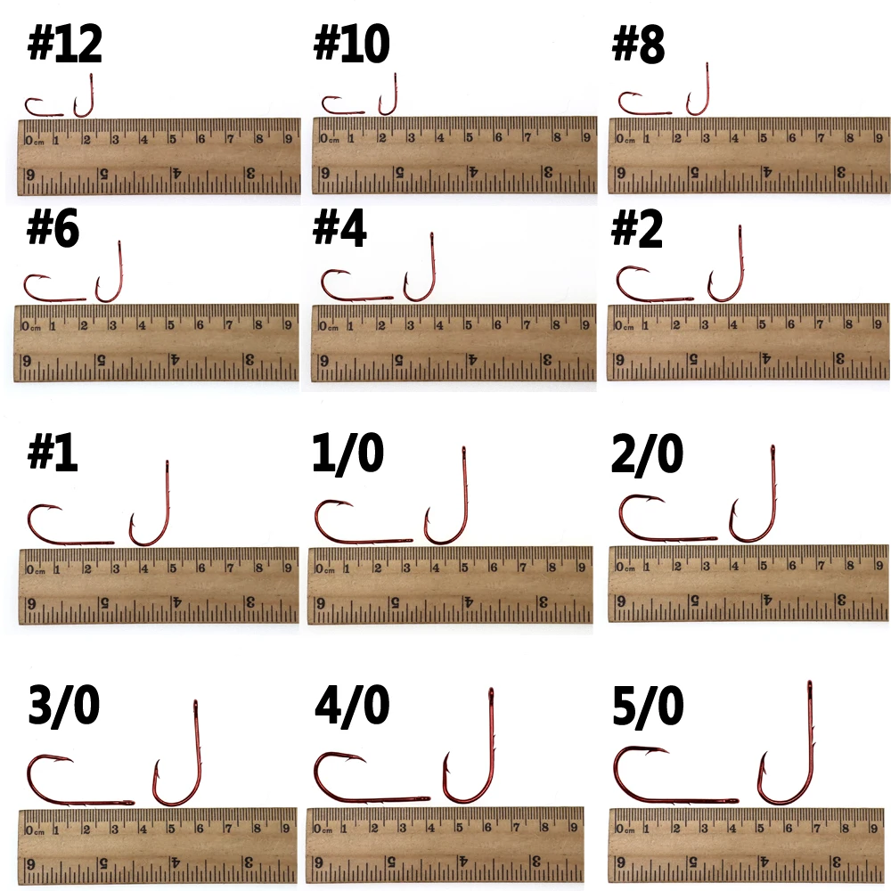 Bimoo-anzuelo de púas para pesca, anzuelo rojo para pescar, tamaño 5/0, 4/0, 3/0, 2/0, 1/0, etc., 20 unidades - imagen 2