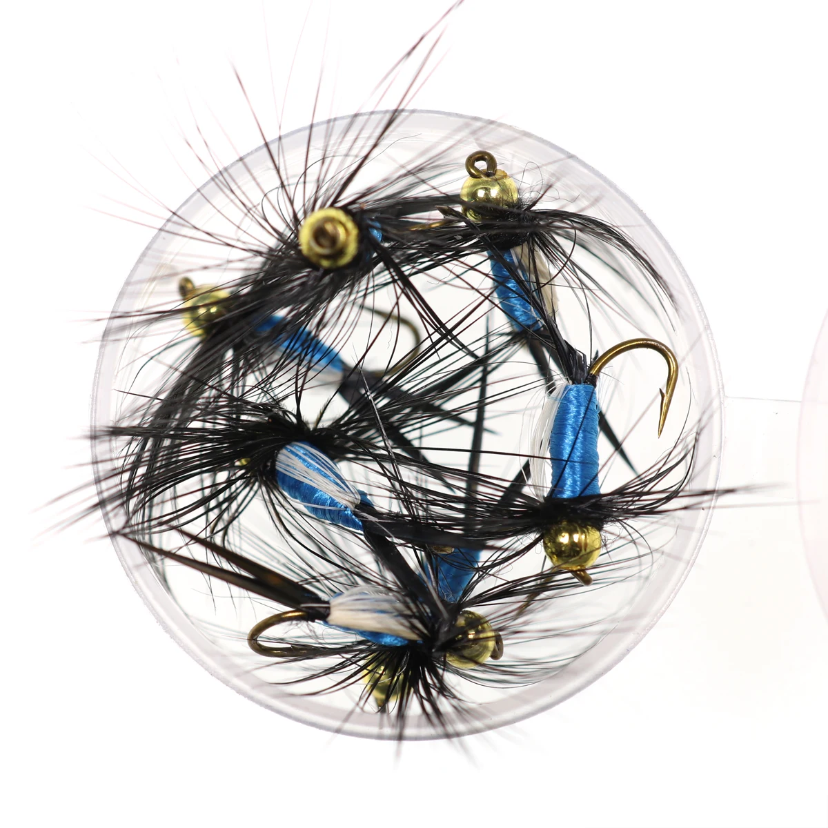 Bimoo 6PCS # 12 Beadhead Blue Ninfa Fly Lightening Stonefly Ninfa Moscas Trucha seca Crappie cebo de pesca anzuelo de púas flotante