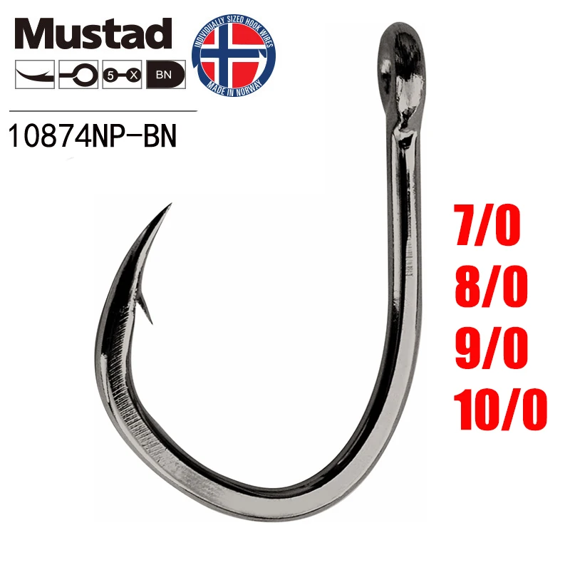 Mustad-anzuelo de pesca de origen Norway, anzuelos circulares de gran tamaño, 7/0-10/0 #,10874NP-BN - imagen 2