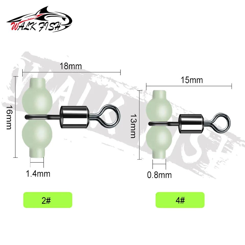 WALK FISH-Conector giratorio de pesca luminoso, barril rodante, cuentas fluorescentes de 3 vías, aparejos de conector de sedal de señuelo, 30 Uds. - imagen 2