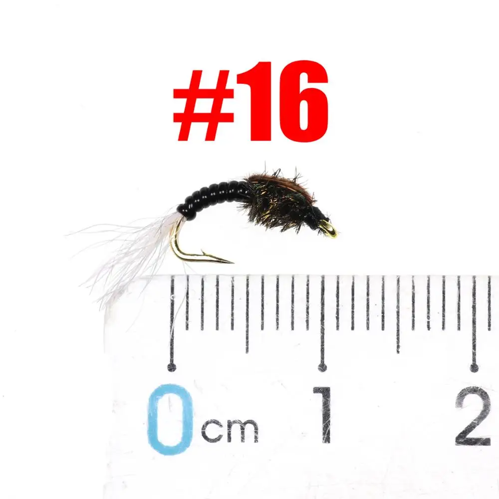 Bimoo-SEÑUELOS DE pesca con mosca, pez sol, pesca de Panfish, Nymp, trucha, Midge Artificial, señuelos de insectos, anzuelo de pesca con mosca, 6 unidades por lote, #16 - imagen 2