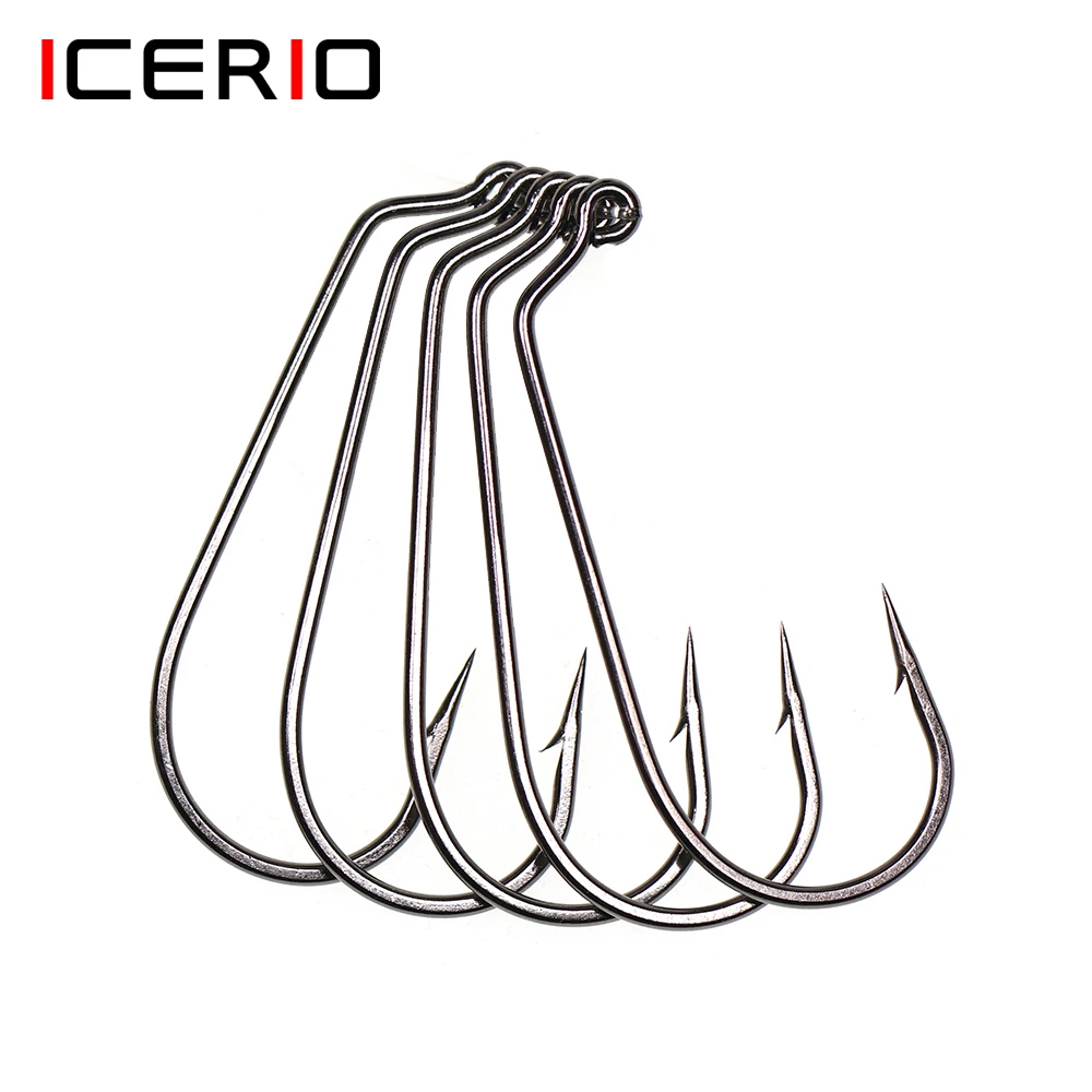 ICERIO 100 Uds. Ganchos de alambre de acero forjado de agua dulce y salada de 60 grados de acero al carbono de altura