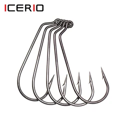 ICERIO 100 Uds. Ganchos de alambre de acero forjado de agua dulce y salada de 60 grados de acero al carbono de altura