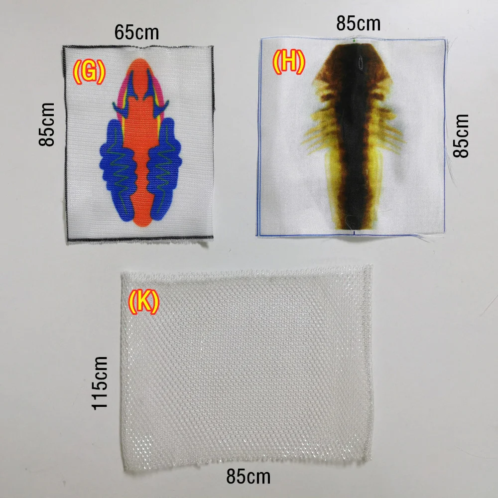 Tela de poliéster para cebo de calamar, señuelo de malla fina con patrón impreso brillante de camarones y peces, accesorios artesanales, plantilla de colores populares, 20 piezas - imagen 2